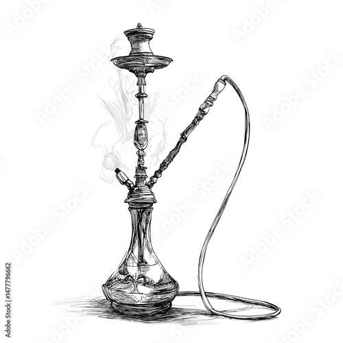hookah sketch vector on white background .Generative AI
