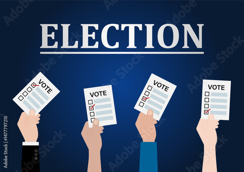 Hand Holding Ballot Paper or Voting Paper. Election Concept. Vector Illustration.