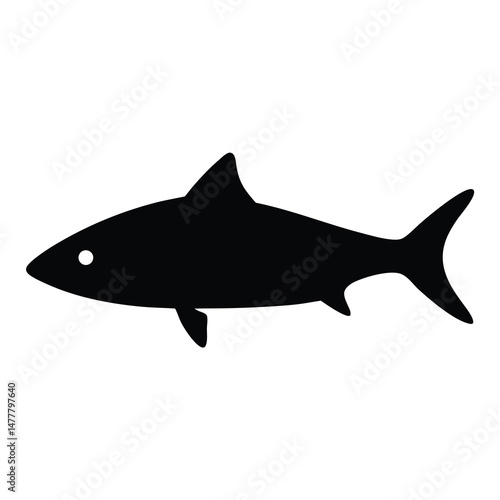 mackerel vector silhouette icon - ideal for fishing logos, seafood icons, and aquatic-themed graphics.
