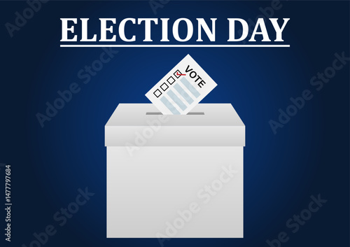 Ballot Box with Ballot Paper or Voting Paper. Election Concept. Vector Illustration.