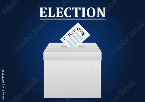 Ballot Box with Ballot Paper or Voting Paper. Election Concept. Vector Illustration.