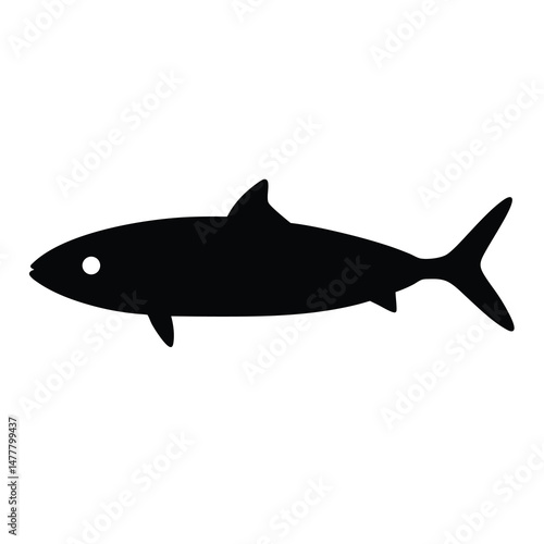 mackerel vector silhouette icon - ideal for fishing logos, seafood icons, and aquatic-themed graphics.