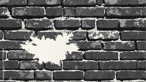 Black and white tone Brick wall background. A black and white brick wall texture with a grungy, distressed look.	