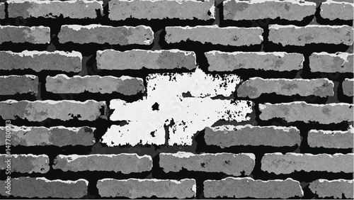 Black and white tone Brick wall background. A black and white brick wall texture with a grungy, distressed look.	