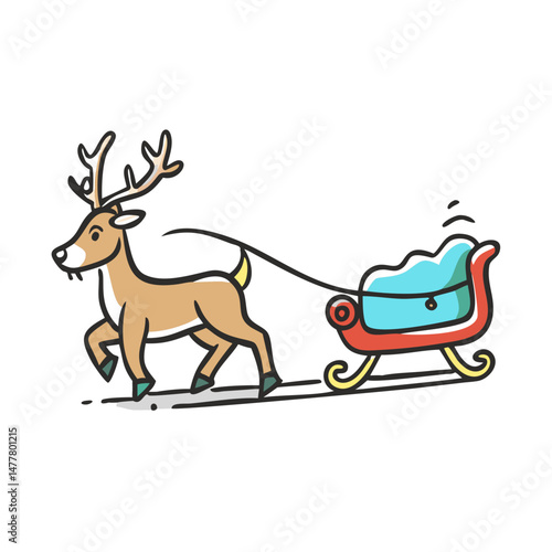 reindeer pulling sleigh icon, reindeer pulling sleigh vector illustration-simple illustration of reindeer pulling sleigh, perfect for reindeer pulling sleigh logos and icons