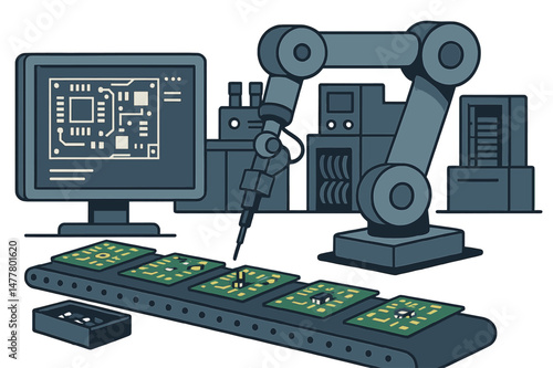 The laboratory's electronic equipment includes production of miniature printed circuit boards, a robot for assembling electronic components, and a high-precision machine for production automation