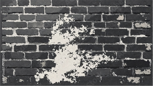 Black and white tone Brick wall background. A black and white brick wall texture with a grungy, distressed look.	