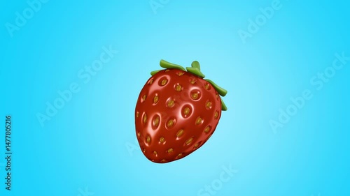 3D model strawberry rotating 360 turn around spin