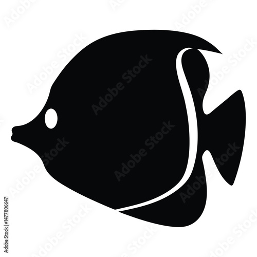 moorish idol vector silhouette icon - ideal for fishing logos, seafood icons, and aquatic-themed graphics.