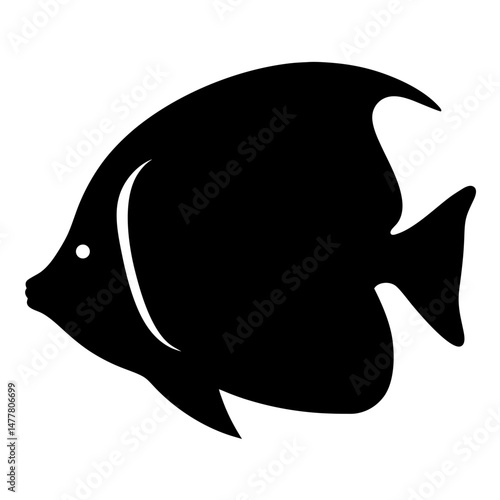 moorish idol vector silhouette icon - ideal for fishing logos, seafood icons, and aquatic-themed graphics.