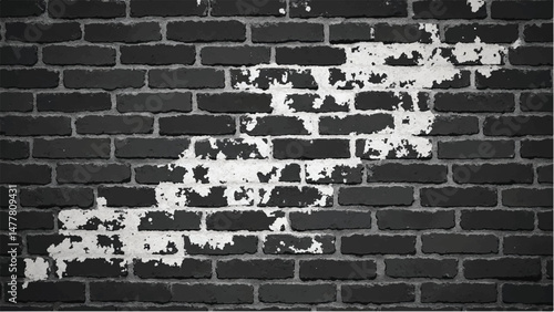 Black and white tone Brick wall background. A black and white brick wall texture with a grungy, distressed look.	