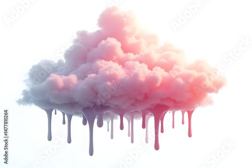Dripping Paint Design Element in Mellow Tones on White Background