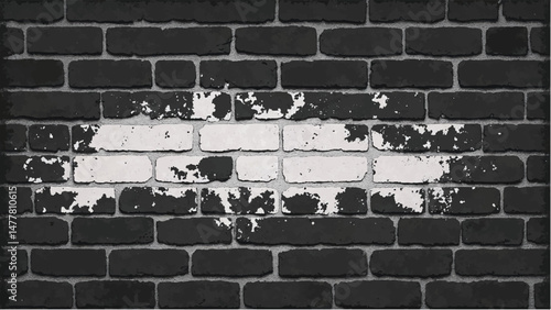 Black and white tone Brick wall background. A black and white brick wall texture with a grungy, distressed look.	