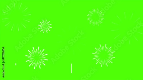 Fireworks display on a green screen
