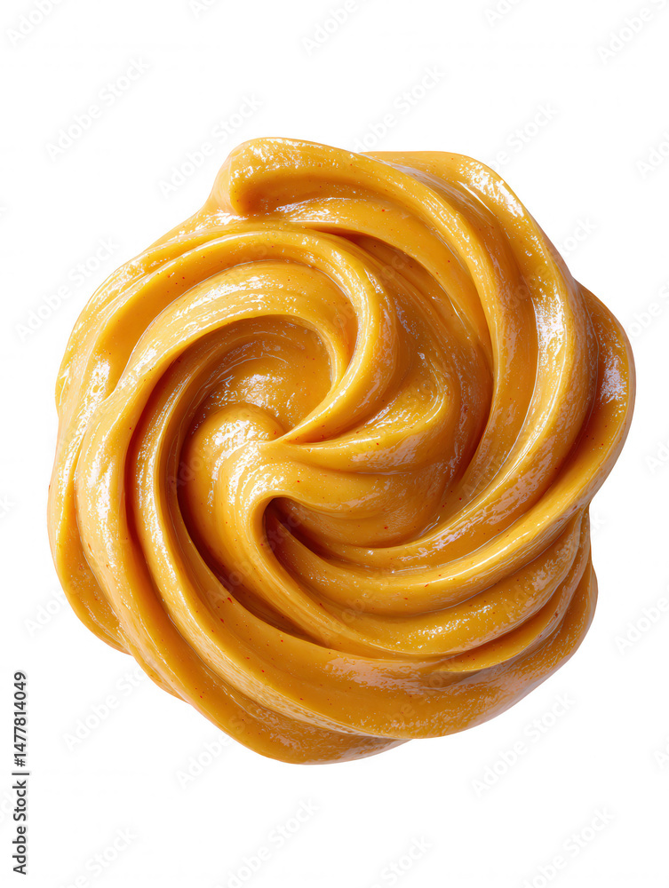 Fototapeta premium Creamy Swirl of Peanut Butter Isolated on White Background Delicious Spread Food Photography for Recipes and Advertising