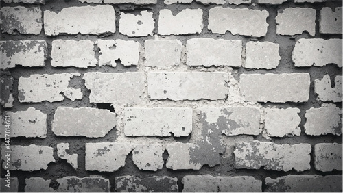 Black and white tone Brick wall background. A black and white brick wall texture with a grungy, distressed look.	