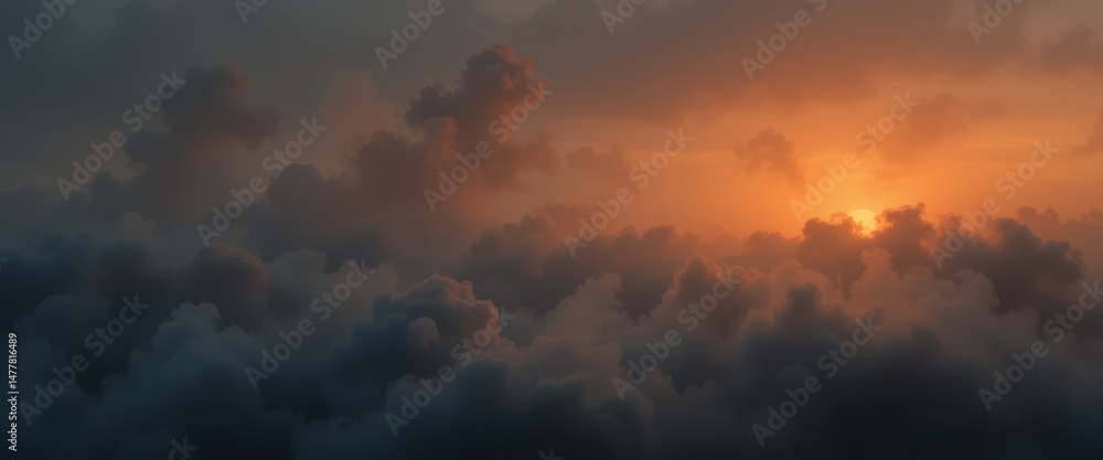 Serene Sunset A Breathtaking Panorama of Orange and Charcoal Clouds Serene Sunset A Breathtaking Panorama of Orange and Charcoal Clouds