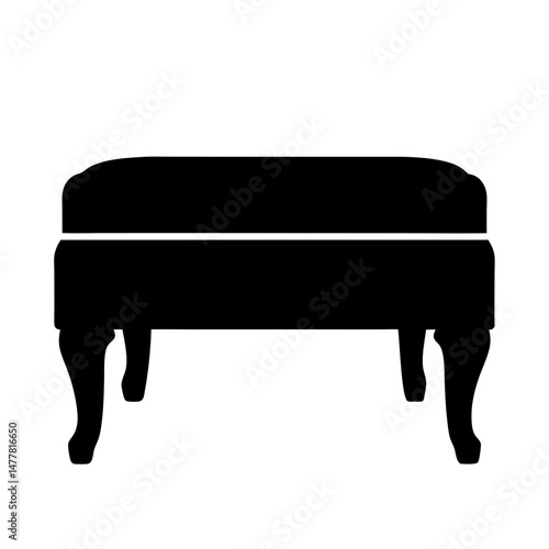 ottoman vector silhouette icon - perfect for furniture icons, decals, or SVG crafts.