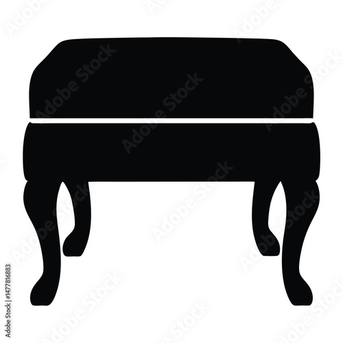 ottoman vector silhouette icon - perfect for furniture icons, decals, or eps crafts.