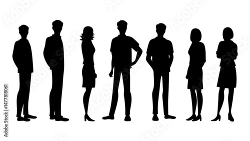 set of a group of standing business people