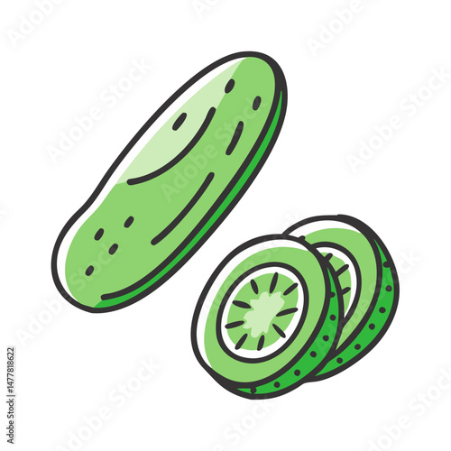 sliced cucumber icon, sliced cucumber vector illustration-simple illustration of sliced cucumber, perfect for sliced cucumber logos and icons