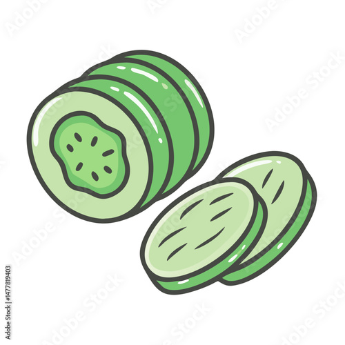 sliced cucumber icon, sliced cucumber vector illustration-simple illustration of sliced cucumber, perfect for sliced cucumber logos and icons