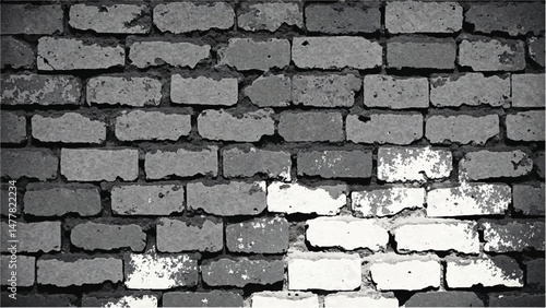 Black and white tone Brick wall background. A black and white brick wall texture with a grungy, distressed look.	