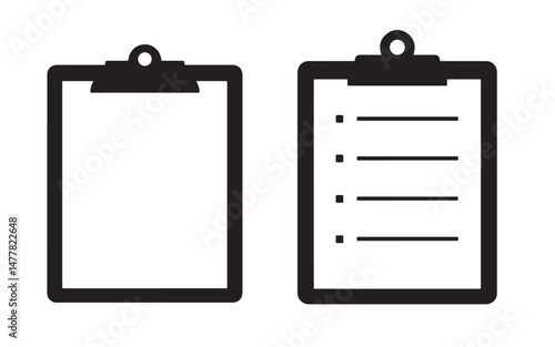 Clipboard Checklist Silhouette Icon for Task Management and Office Use. Clipboard Outline Silhouette Icon for Note Taking and Office Stationery. Vector illustration