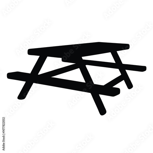 picnic table vector silhouette icon - perfect for furniture icons, decals, or eps crafts.