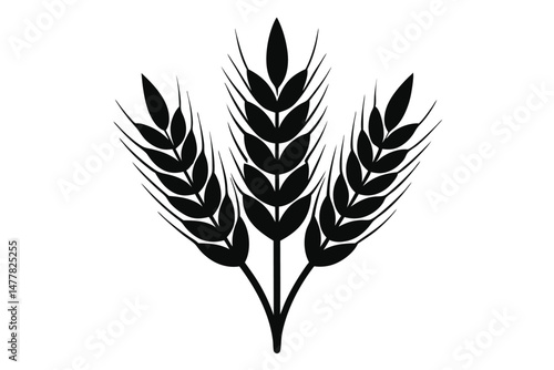 Black Silhouette Graphic Featuring Three Bundles of Wheat, Grain, or Barley Stalks