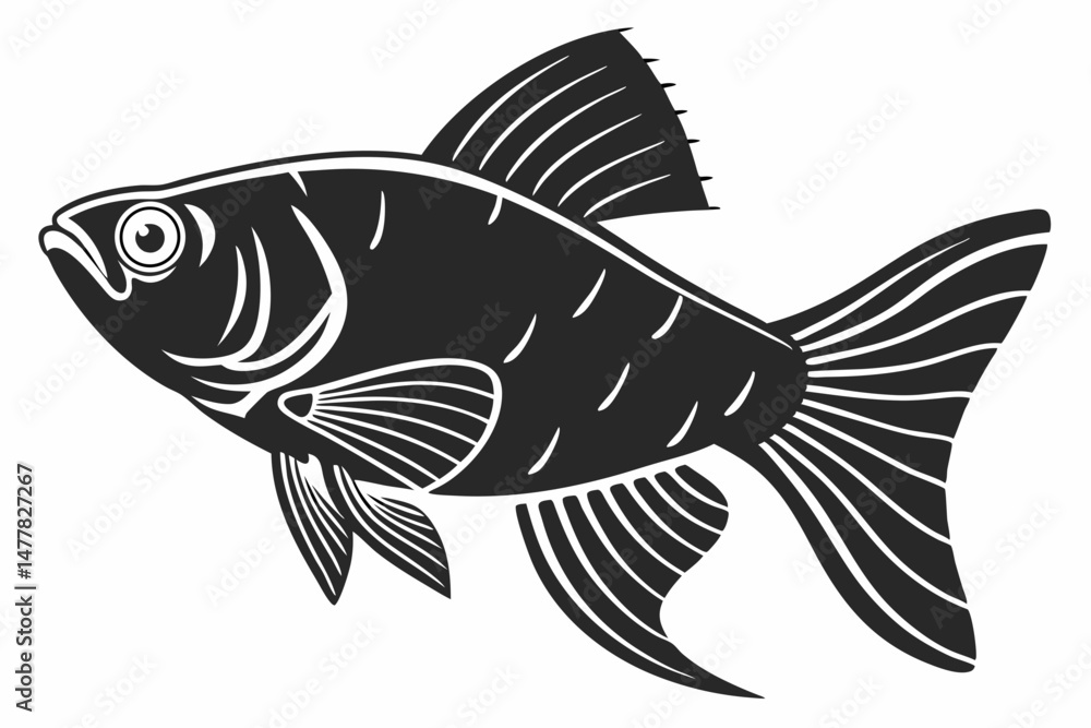Fototapeta premium platy fish sihouette black vector