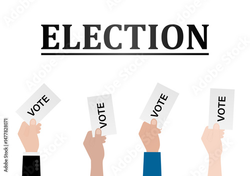 Hand Holding Ballot Paper or Voting Paper. Election Concept. Vector Illustration.