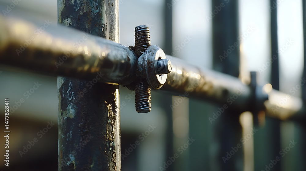 Close-Up of Rusty Metal Fence with Bolt and Nut Close-Up of Rusty Metal Fence with Bolt and Nut