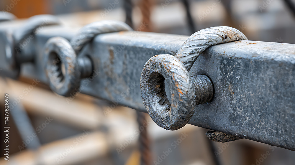 Rusty Metal Beam with Bolted Rings Rusty Metal Beam with Bolted Rings