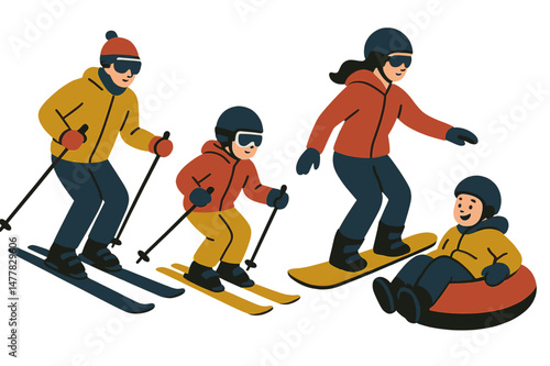 Skiers and snowboarders of all ages, along with those who enjoy tubing, are included