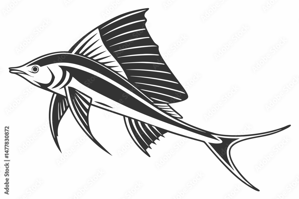 Obraz premium swordtail sihouette black vector