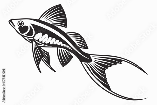 swordtail sihouette black vector