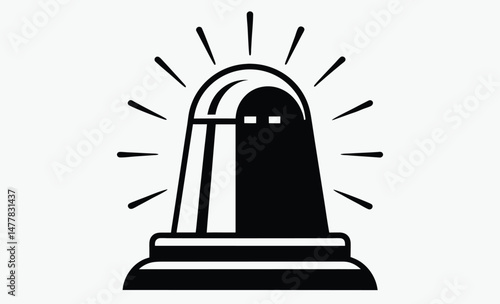 siren icon vector, emergency alert symbol, police alarm graphic, warning light shape, black siren silhouette, ambulance signal icon
