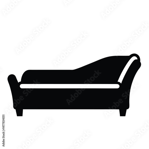 reclining sofa vector silhouette icon - perfect for furniture icons, decals, or eps crafts.