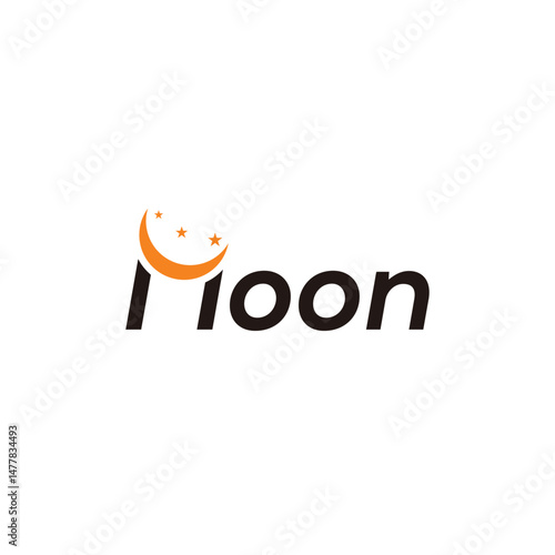 typography text moon logo design vector template
