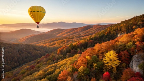 hot air balloon in the mountains