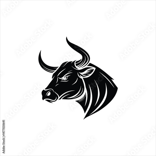 bull silhouette icon. strength and perseverance symbol. vector image of animal
