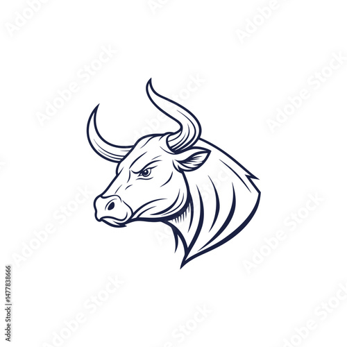bull silhouette icon. strength and perseverance symbol. vector image of animal
