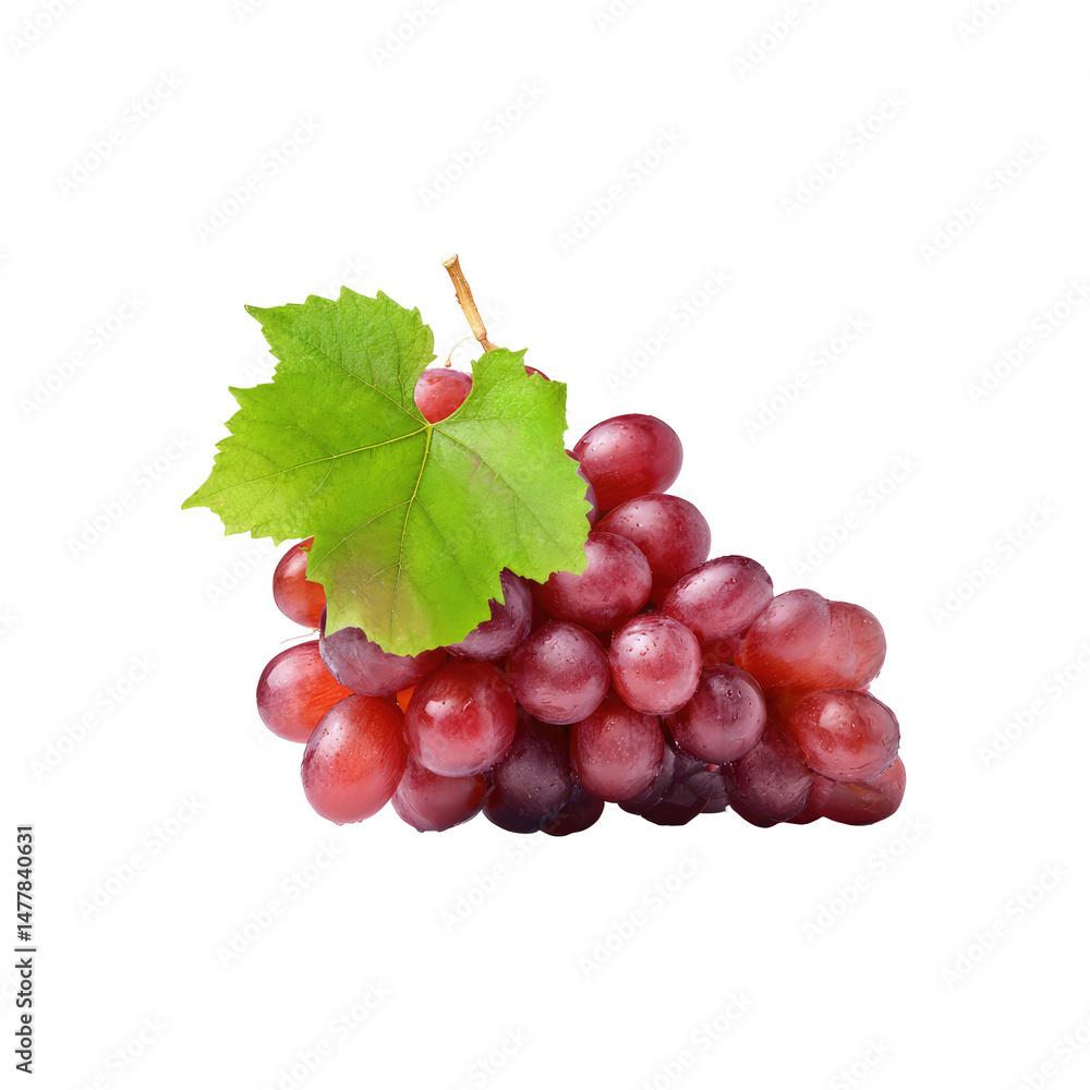 Fototapeta premium Vibrant Bunch Of Red Grapes With Single isolated on a transparent background