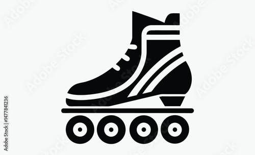 rollerblade silhouette, inline skate icon, black skate vector, skating gear graphic