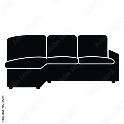 sectional sofa vector silhouette icon - perfect for furniture icons, decals, or eps crafts.