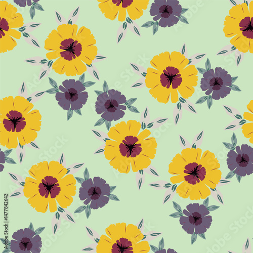 Beautiful seamless floral pattern . Flower vector illustration. Field of flowers
