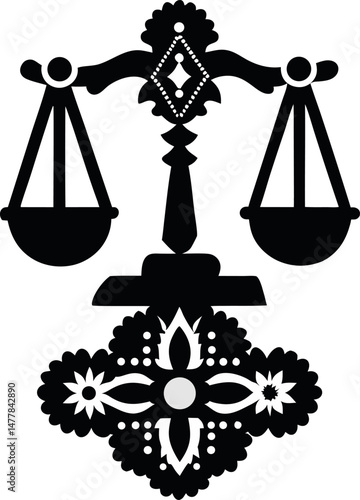 Black vector silhouette of law balance enclosed in a shield—perfect for corporate legal branding, badges, or law enforcement symbols.