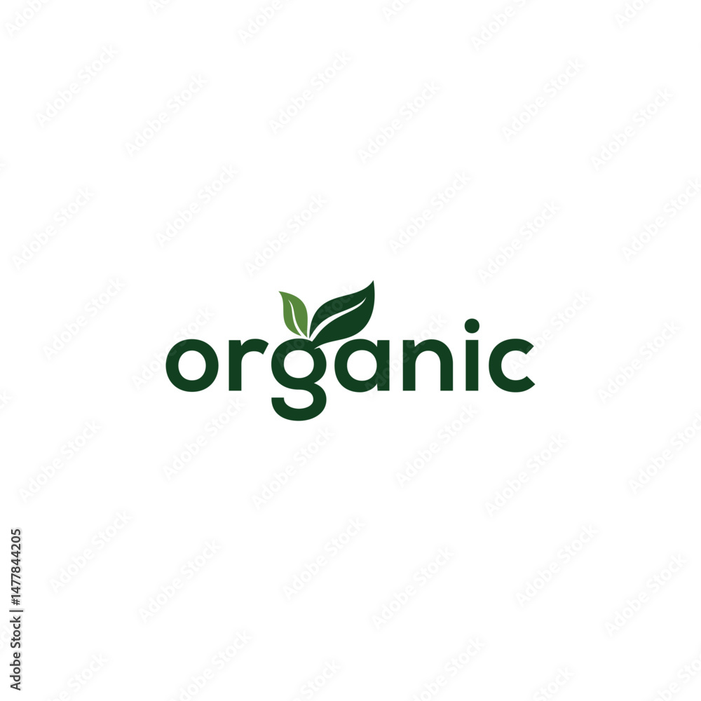 typography text organic logo design, green leaf graphic vector template typography text organic logo design, green leaf graphic vector template