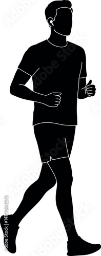 Silhouette of male jogger running exercise fitness healthy lifestyle vector illustration 
